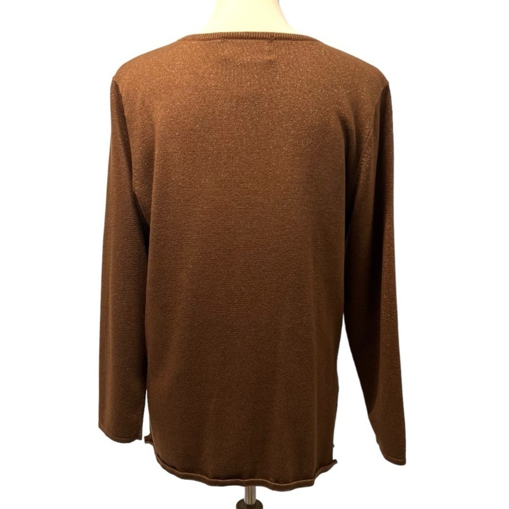 Bob Mackie Wearable Art Brown Metallic Angel Long Sleeve Tunic Top Womens Medium - Picture 6 of 10